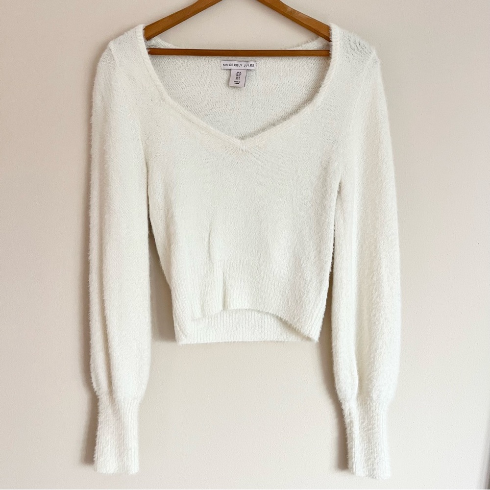 Sincerely Jules White Sweetheart Sweater NWOT S